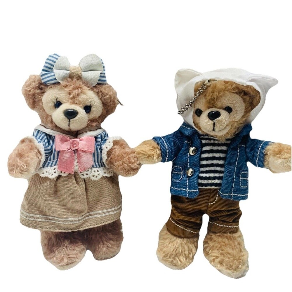 Tokyo Disney Sea Duffy & ShellieMay Plush Mascot Keychain Badge Japan 5.5in Rare